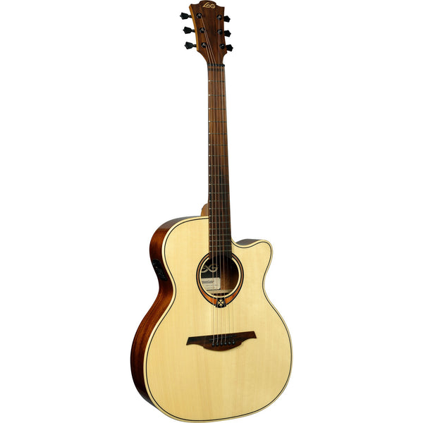 Lâg T88ACE auditorium acoustic-electric guitar front view with solid Engelmann spruce top