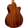 Lâg TL88ACE left-handed auditorium acoustic-electric guitar angled back view showing khaya back and sides