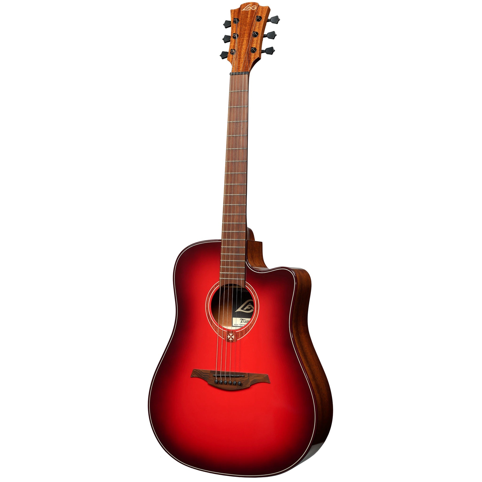 Lâg Tramontane Special Red Burst Dreadnought Cutaway Acoustic-Electric Guitar
