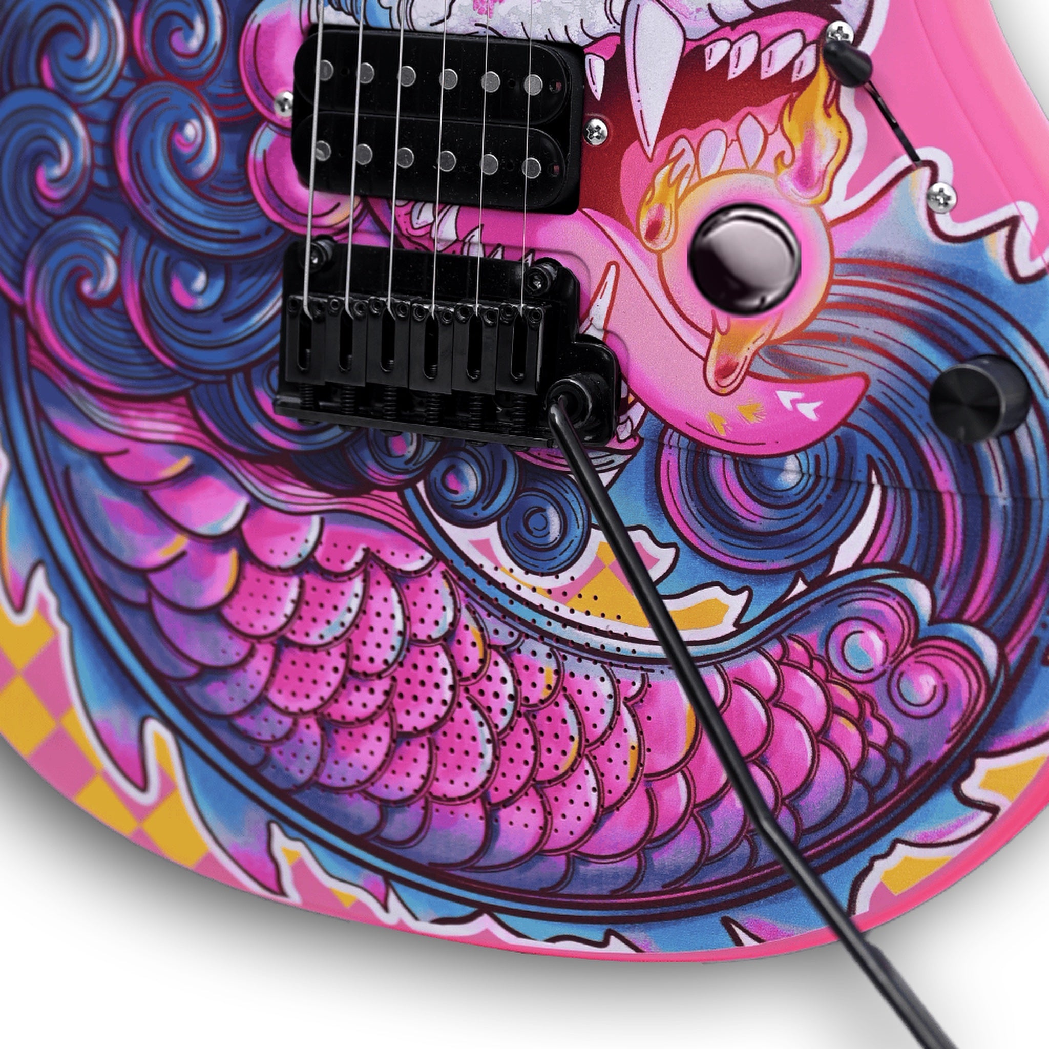Enya Inspire Dragon Flame Smart Electric Guitar pickups and controls