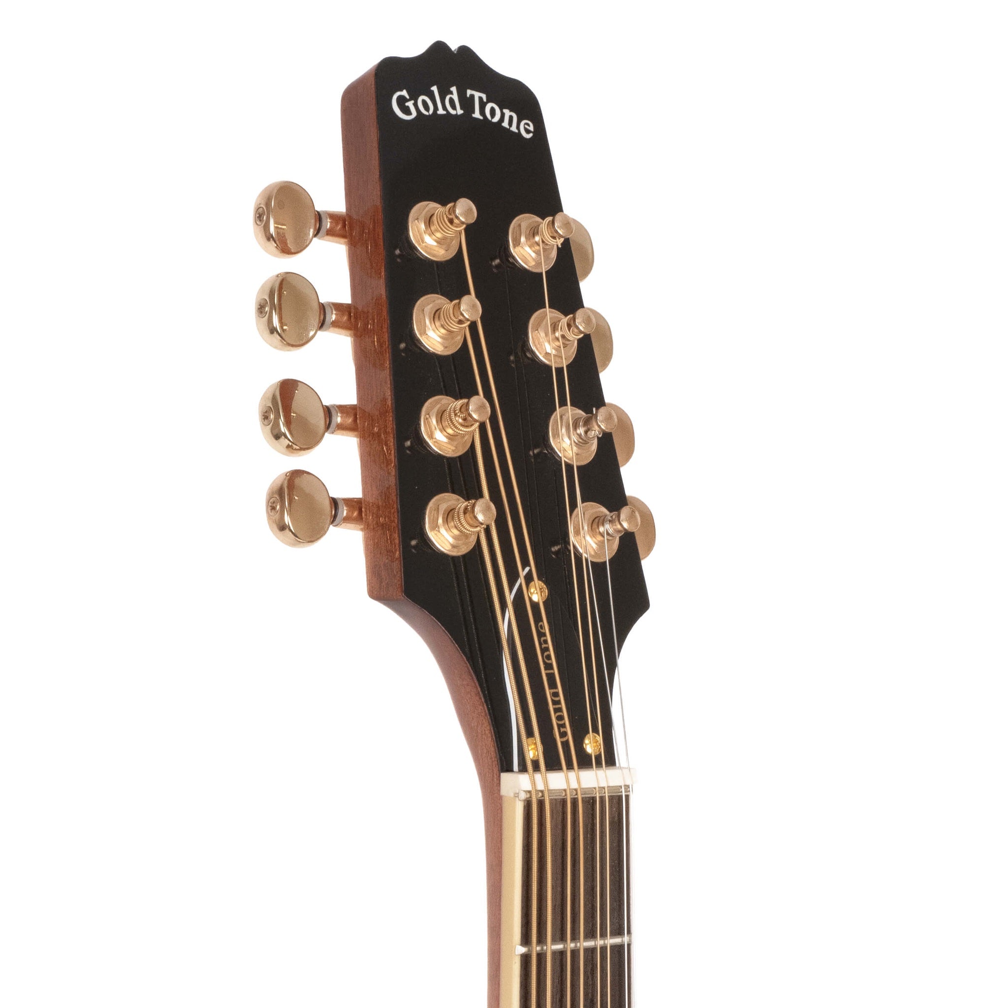 Guitar headstock with 'Gold Tone' branding on a white background