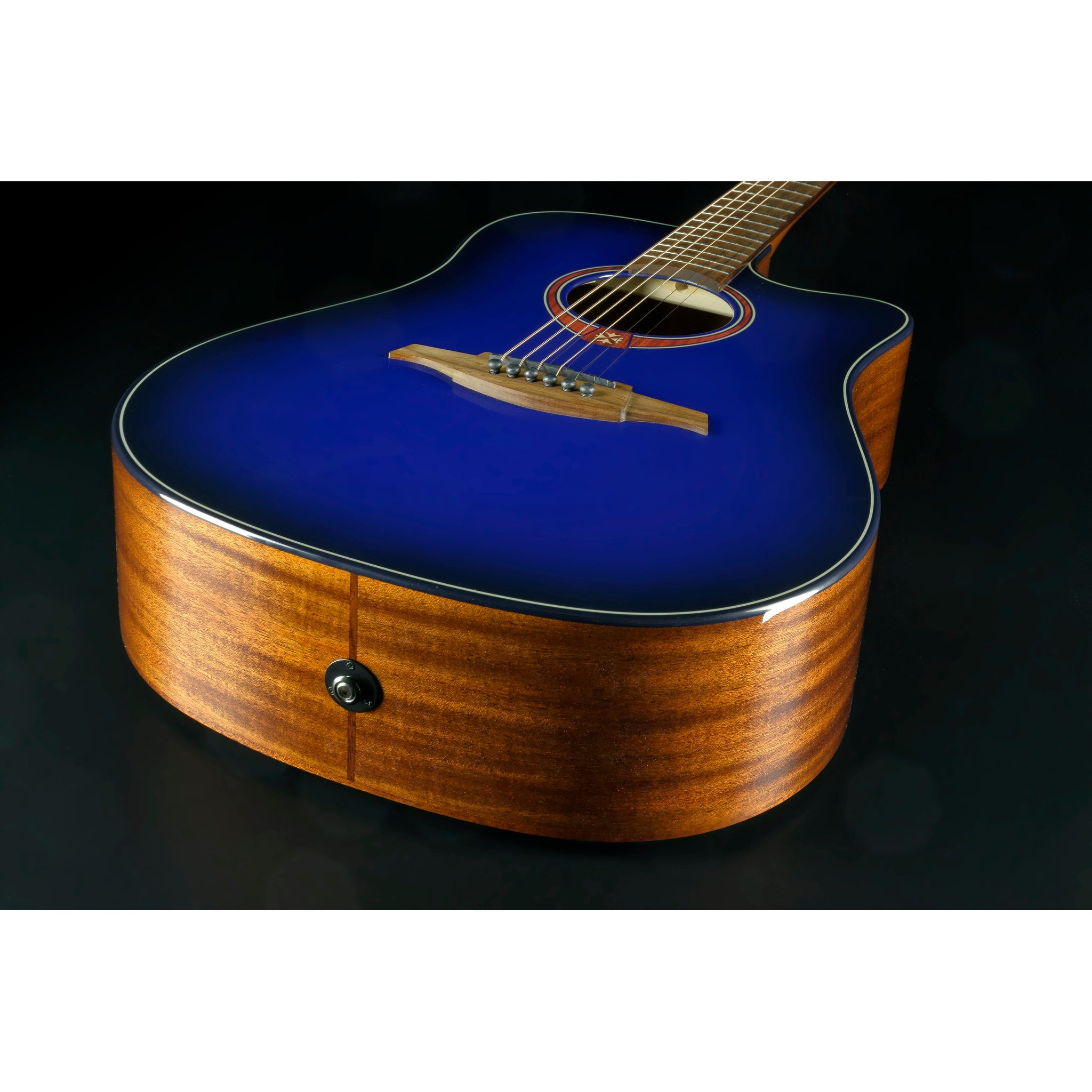 Lâg Tramontane Special Blue Burst Dreadnought Cutaway Acoustic-Electric Guitar