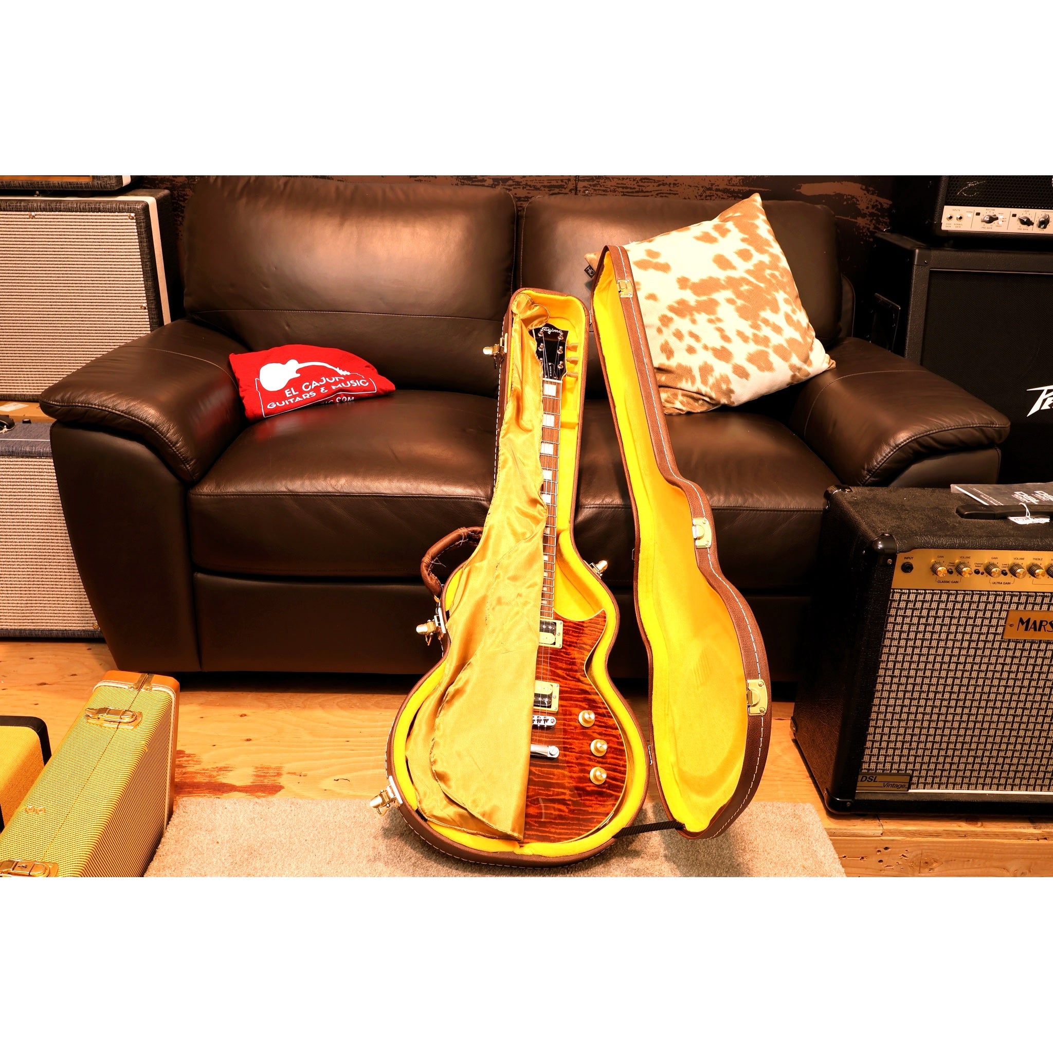 Tagima Mirach Electric Guitar – Flamed Amber, Rosewood, Hardshell Case