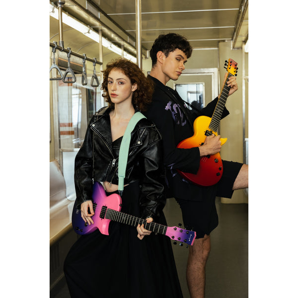 Enya Nova Go Sonic Smart Electric Guitar Volcano Red bridge detail