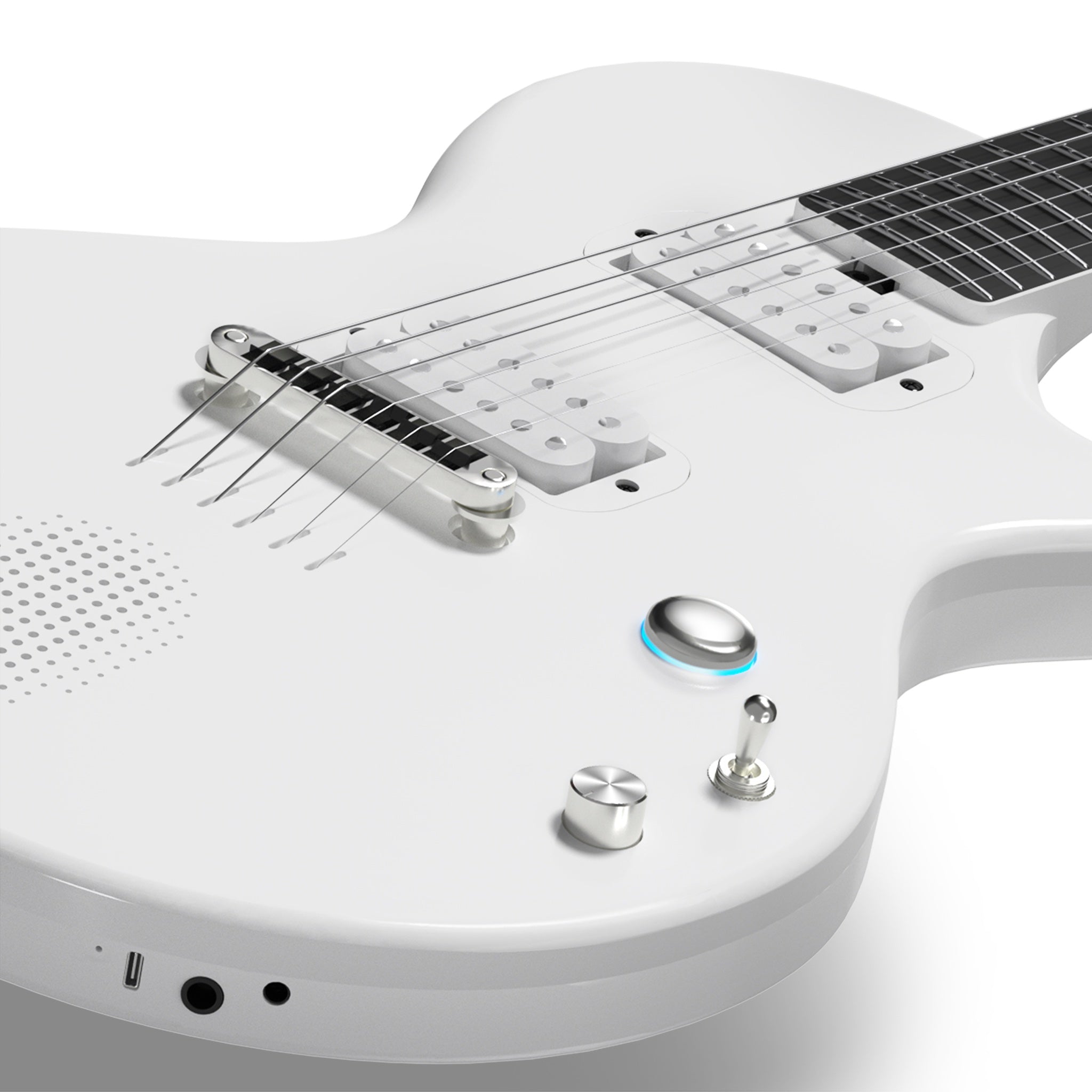 Enya Nova Go Sonic Smart Electric Guitar in Pearl White side profile