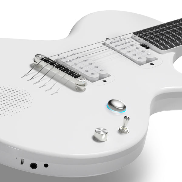 Enya Nova Go Sonic Smart Electric Guitar in Pearl White side profile