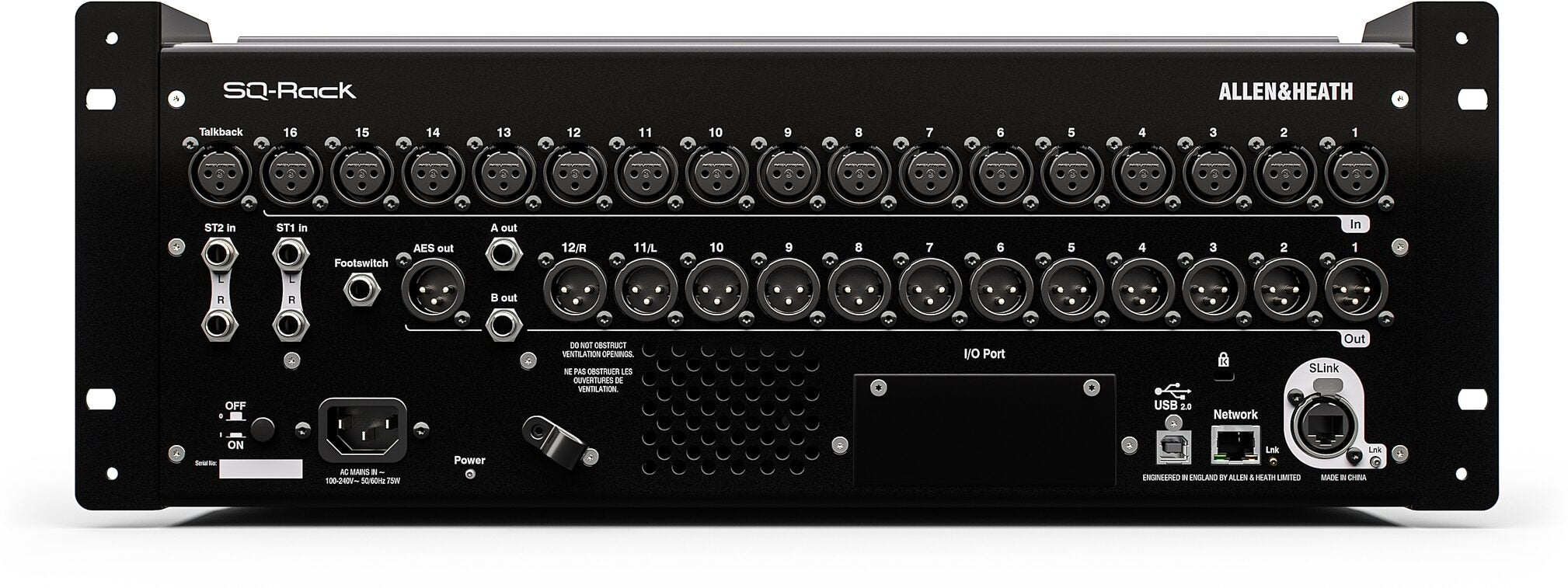 Allen & Heath SQ-Rack rear panel