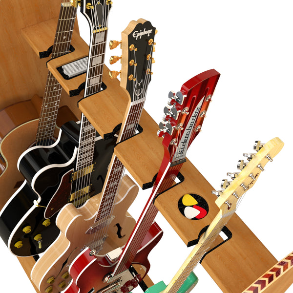 The Session™ Deluxe 7 Guitar Stand in Mahogany and Red Oak