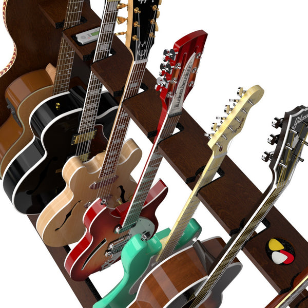 The Session™ Deluxe 7 Guitar Stand in Walnut