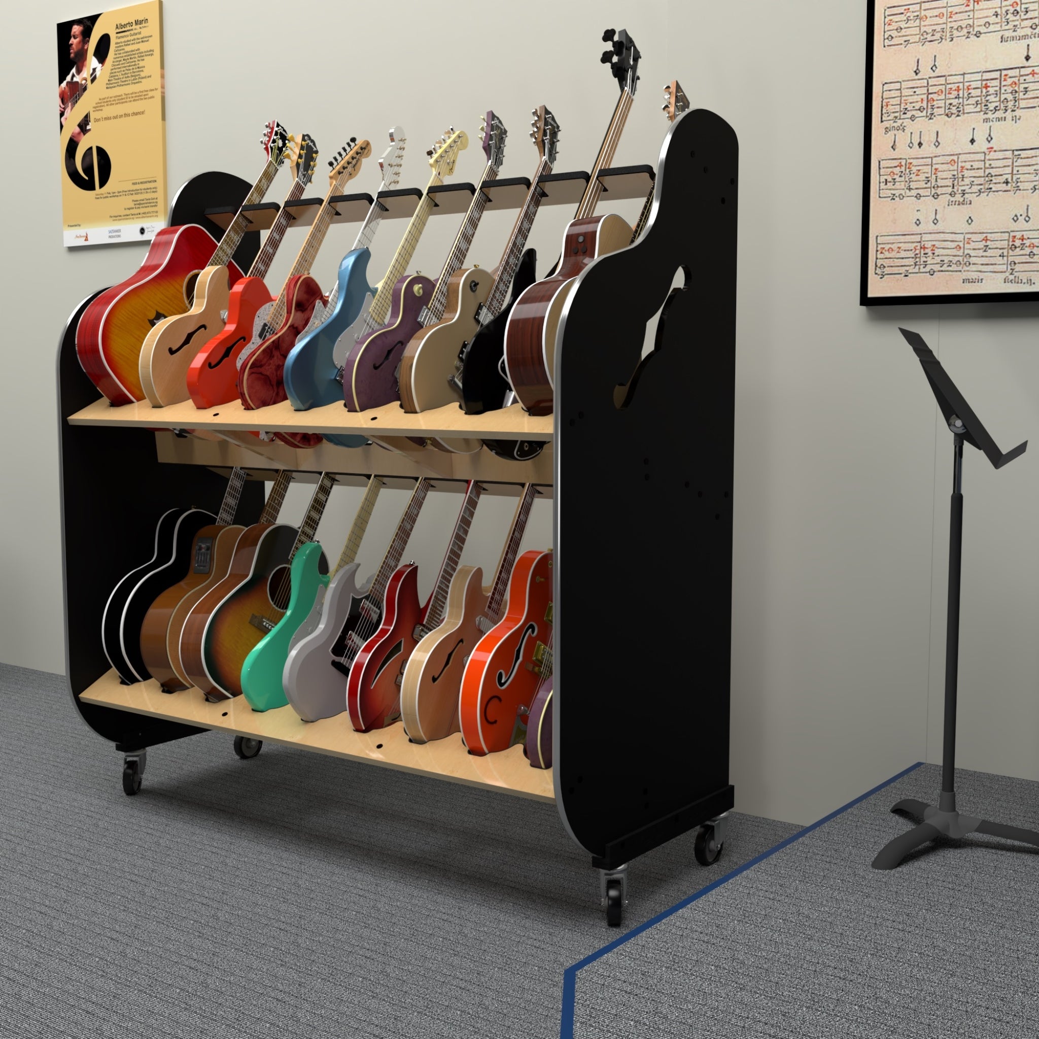 The Session-Pro™ Double-Stack Mobile Guitar Rack