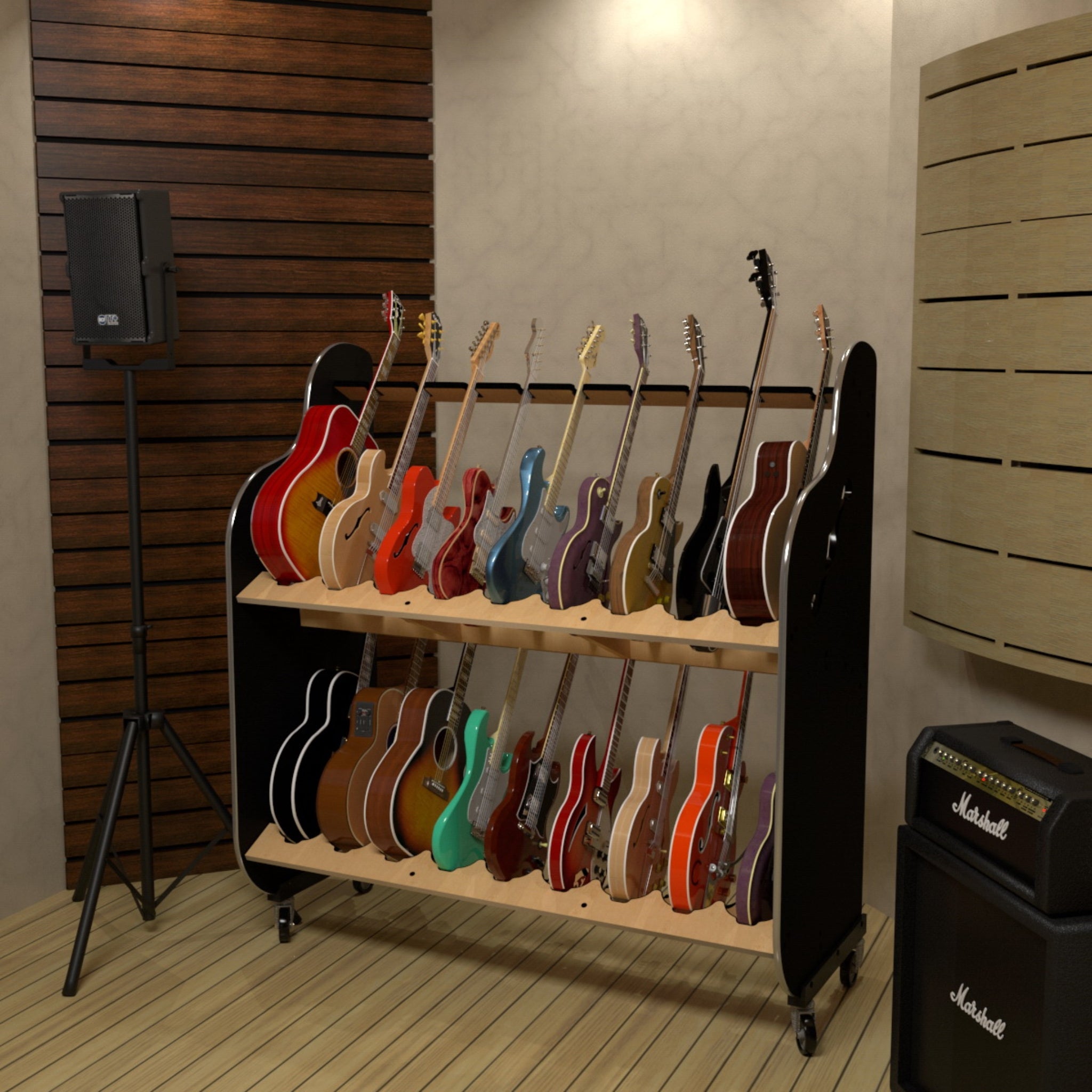 The Session-Pro™ Double-Stack Mobile Guitar Rack