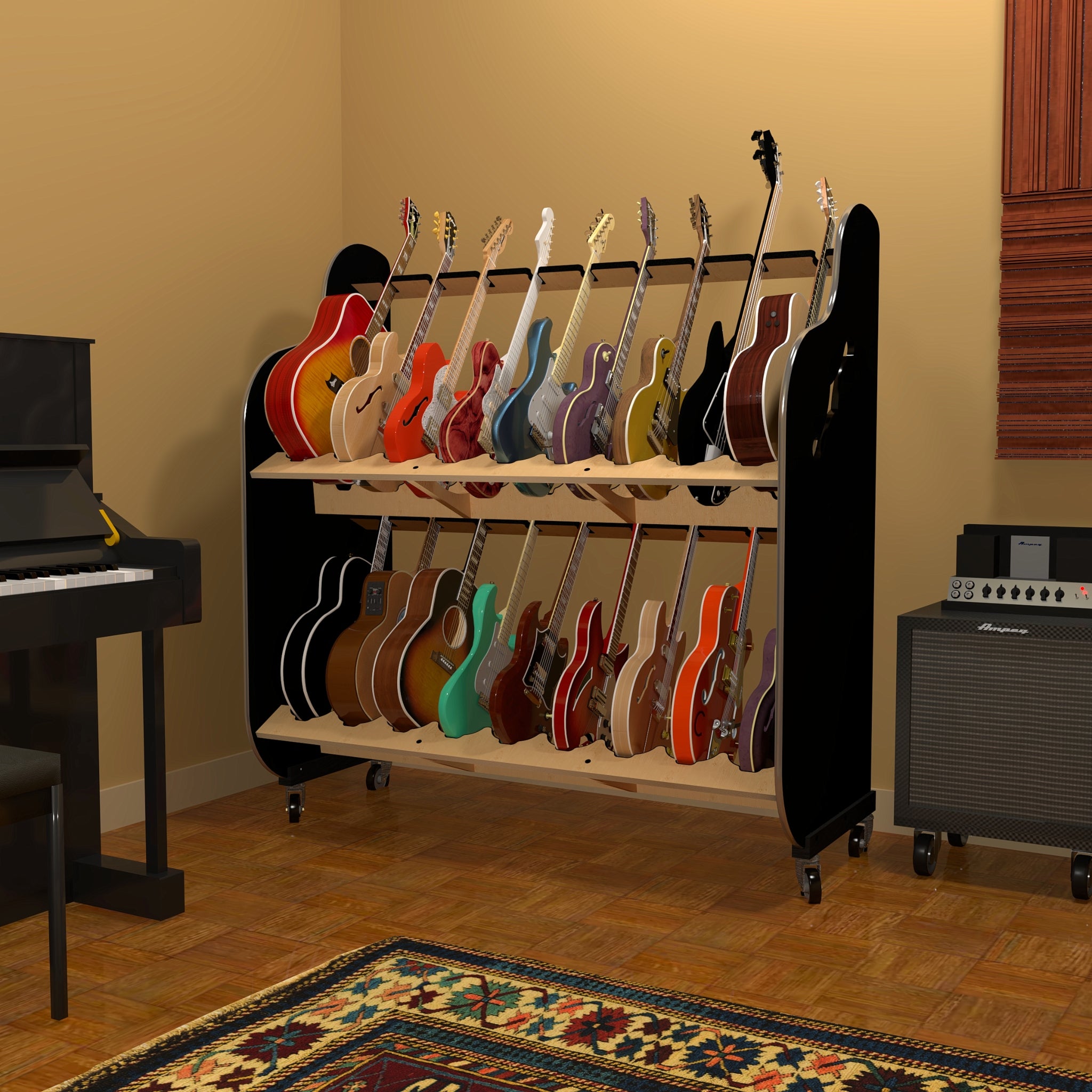 The Session-Pro™ Double-Stack Mobile Guitar Rack