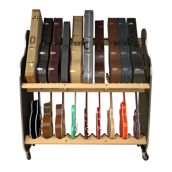 The Session-Pro™ Double-Stack Mobile Guitar & Case Rack