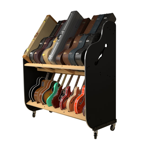 The Session-Pro™ Double-Stack Mobile Guitar & Case Rack