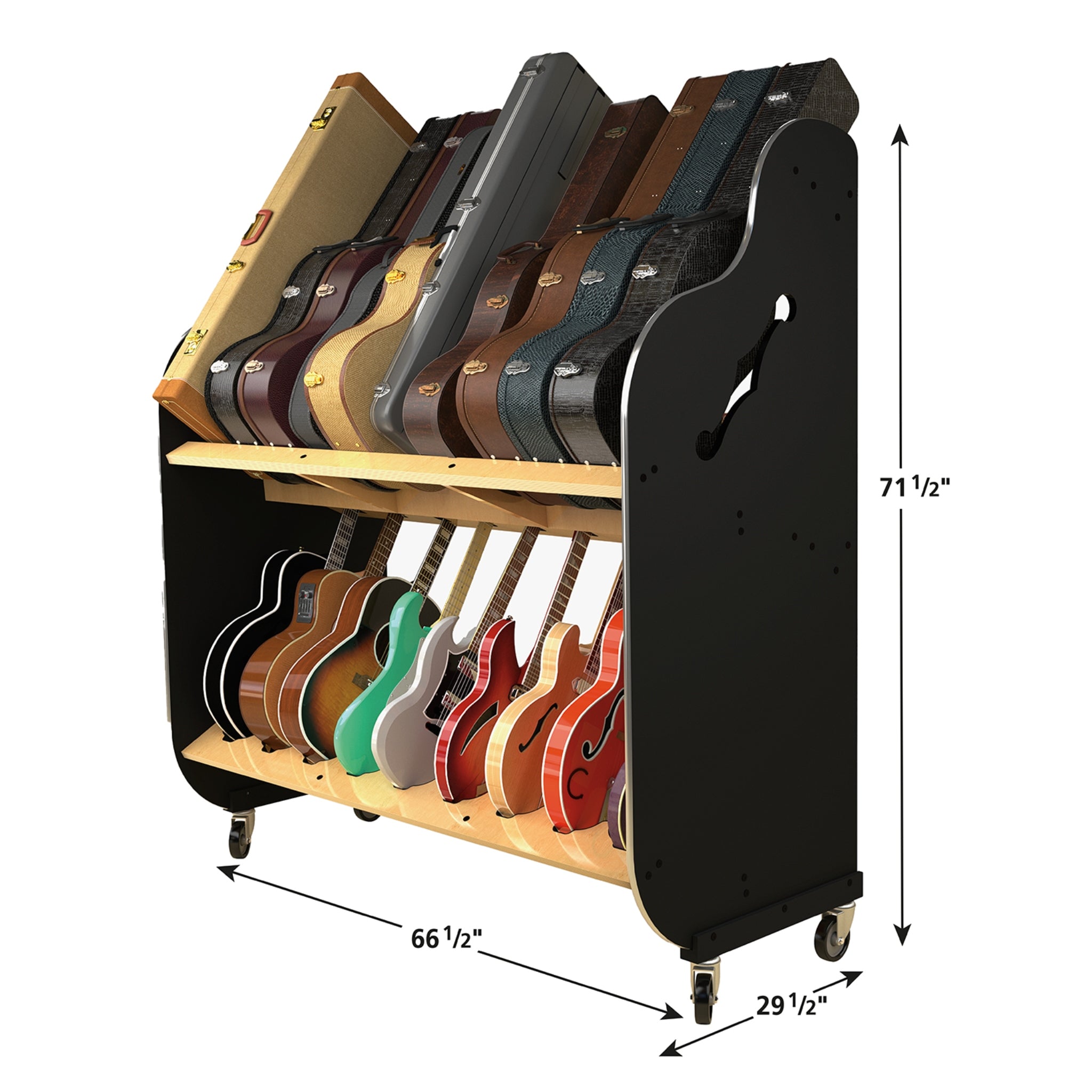 The Session-Pro™ Double-Stack Mobile Guitar & Case Rack