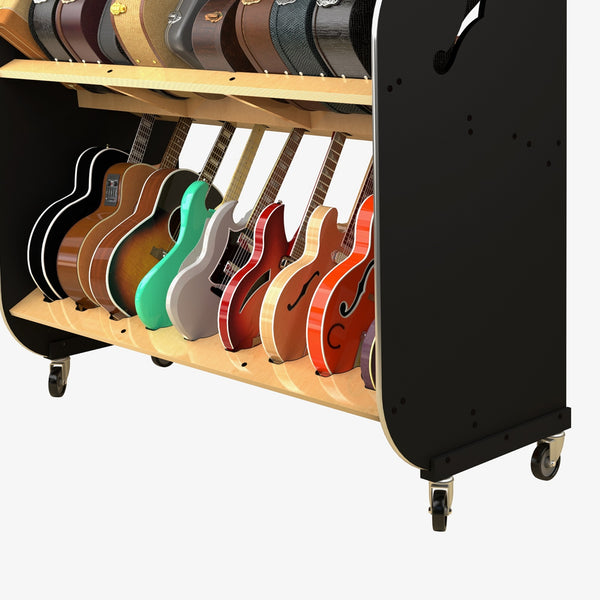 The Session-Pro™ Double-Stack Mobile Guitar & Case Rack