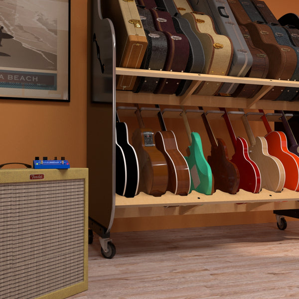 The Session-Pro™ Double-Stack Mobile Guitar & Case Rack