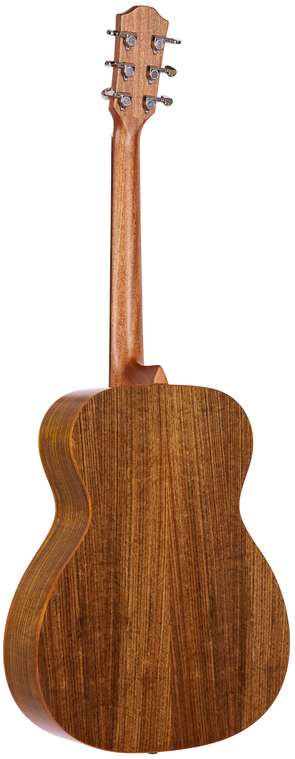 Teton STG110NT grand concert acoustic guitar studio back view, ovangkol back and sides
