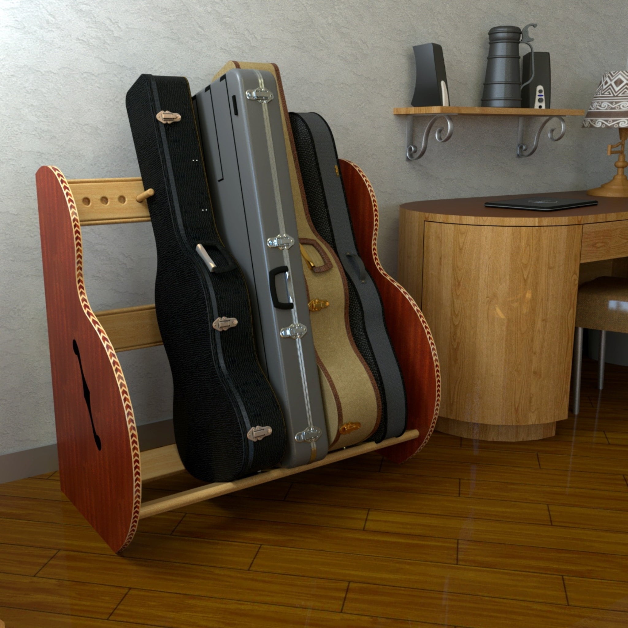 The Studio™ Deluxe Guitar Case Rack | Mahogany, Regular