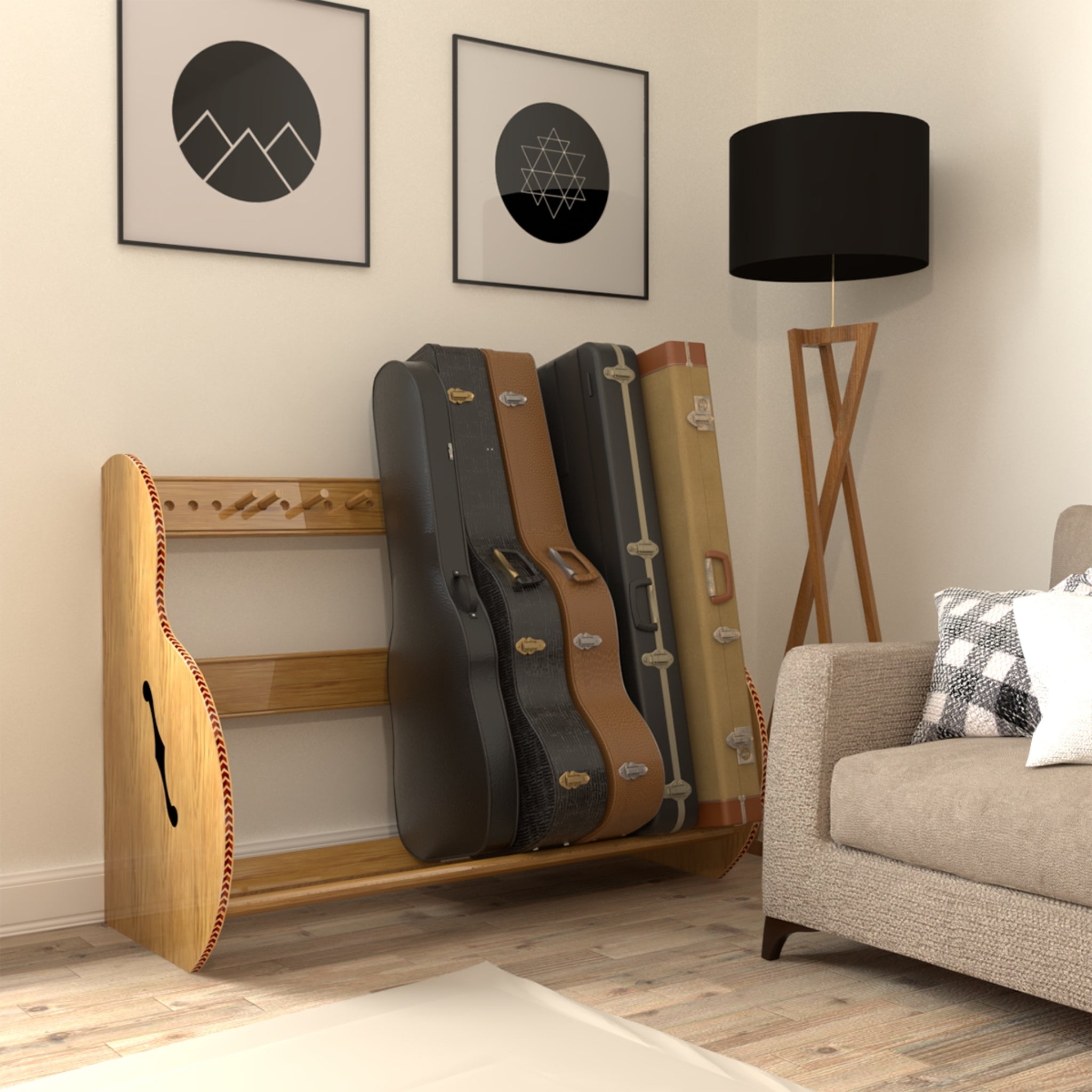 The Studio™ Deluxe Guitar Case Rack | Red Oak, Grande
