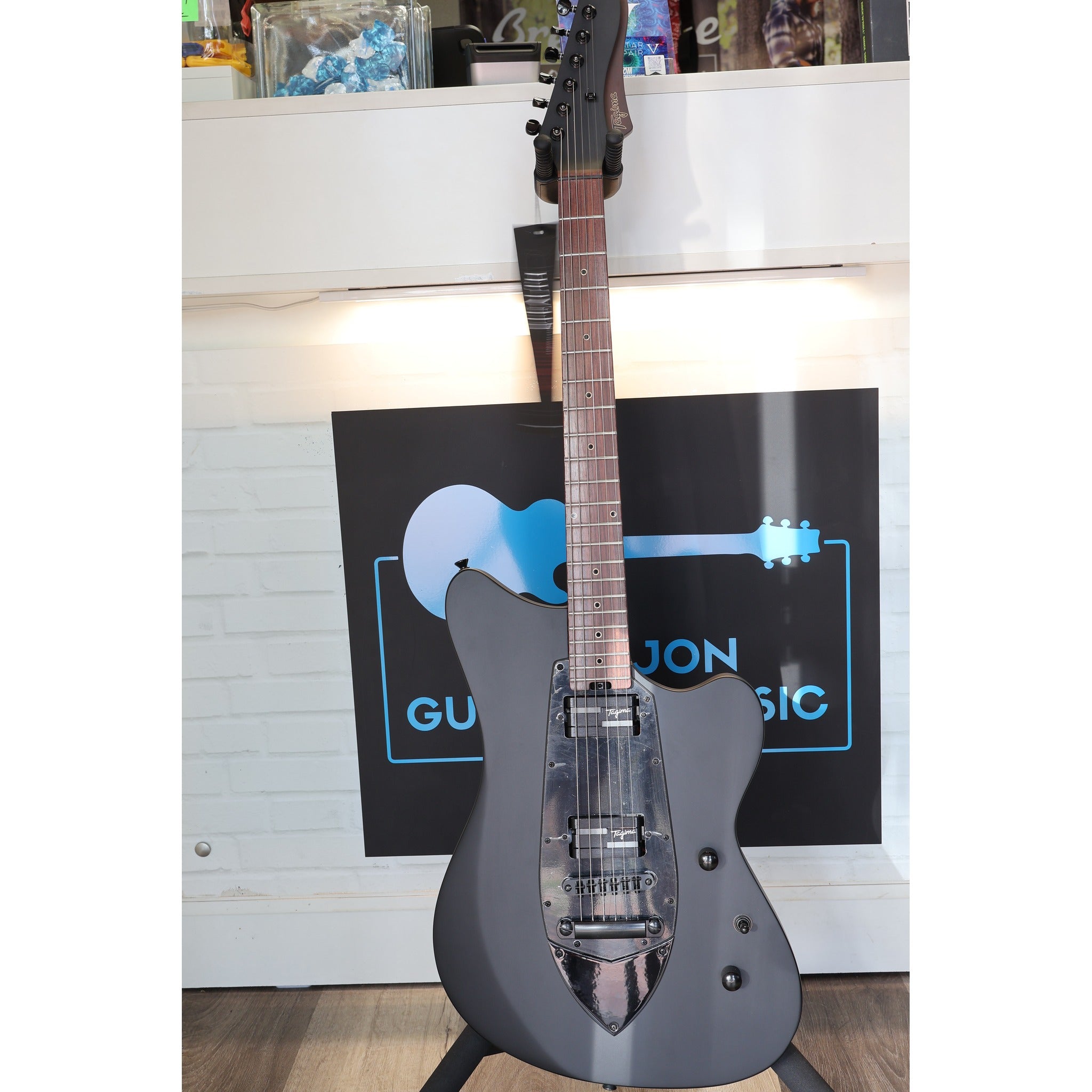 Tagima Rocker Cosmos Stealth Limited Edition electric guitar full studio shot, satin black finish