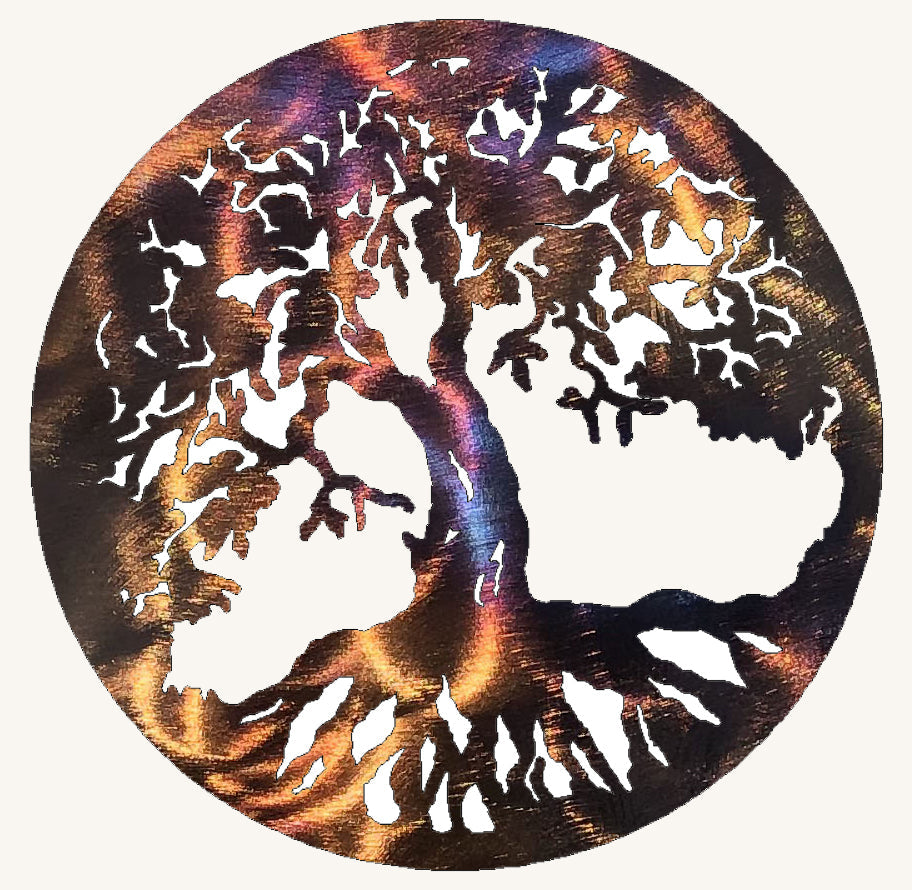 Tree of Life / Family Tree Round Metal Art Sculpture