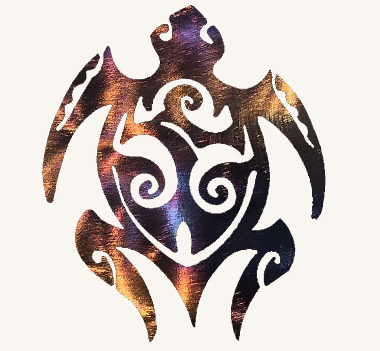 Turtle Tribal Metal Art Sculpture