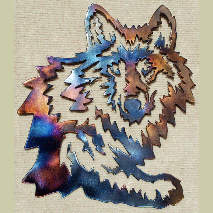 Wolf Head with Leg Metal Art (#102)