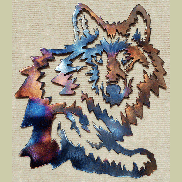 Wolf Head with Leg Metal Art (#102)