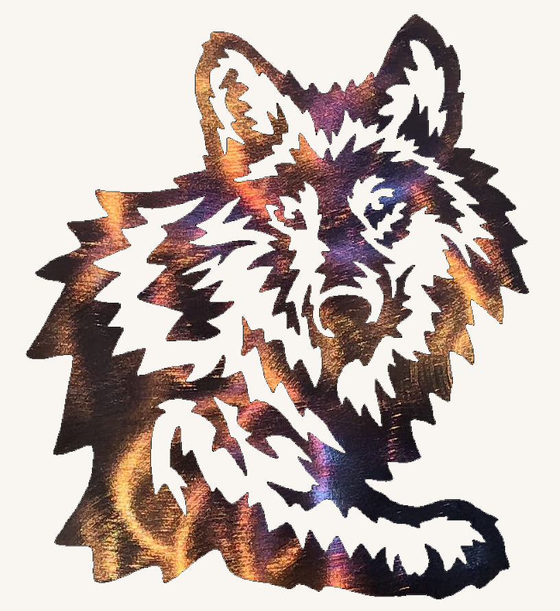 Wolf Head with Leg Metal Art (#102)