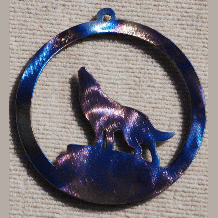 Wolf Howling in Circle Metal Art (#117)