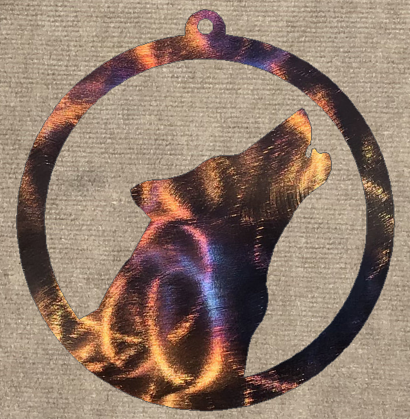 Wolf Head Howling In Circle Metal Art (#122)