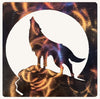 Wolf Howling on Hill in Square Metal Art (#123)