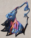 Wolf Head Howling with Cut Out Face Metal Art (#127)