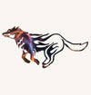 Wolf Running Cut Out and Flames Metal Art (#132)