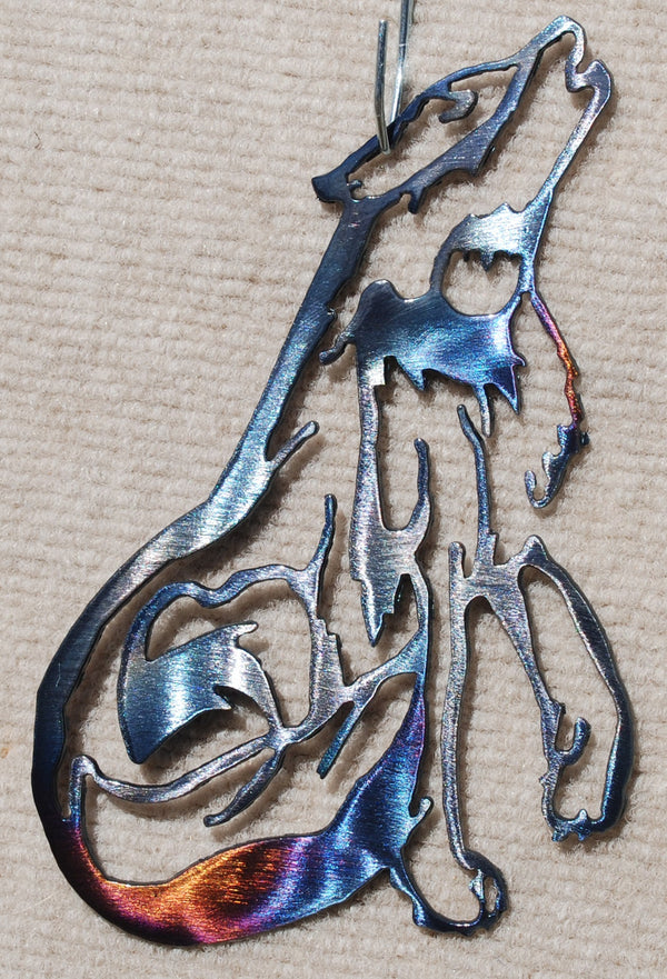 Wolf Sitting and Howling Cut Out Metal Art (#133)