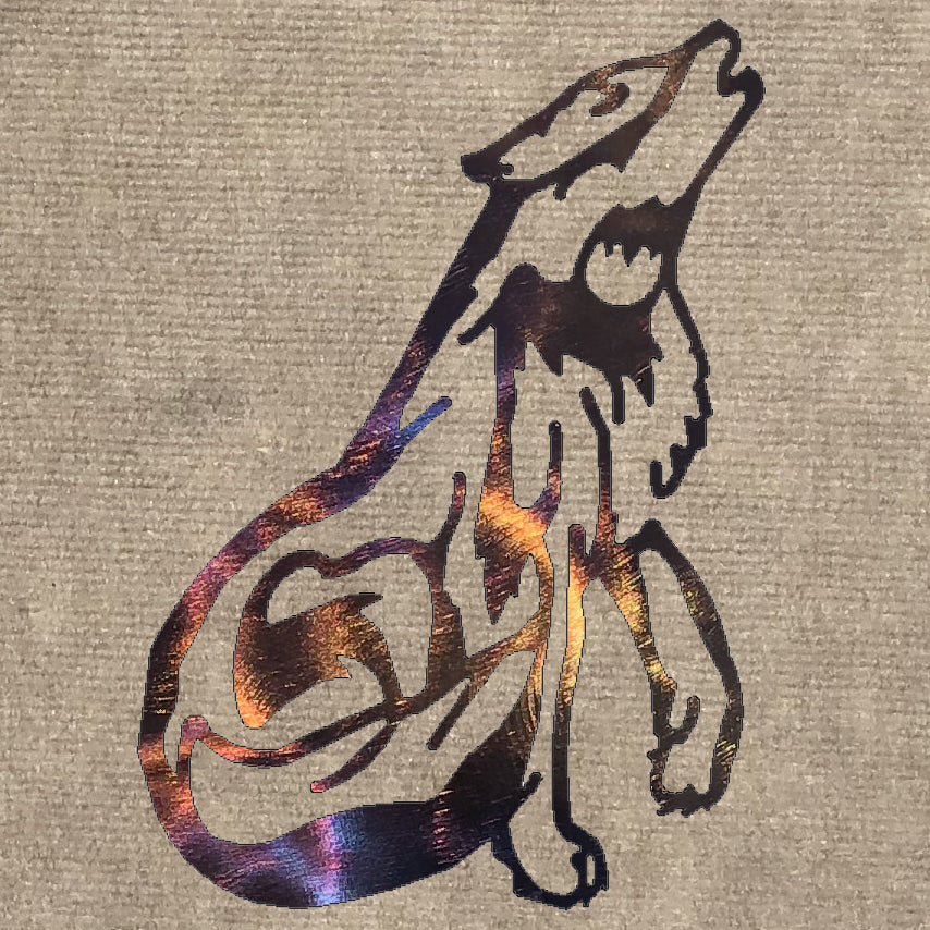 Wolf Sitting and Howling Cut Out Metal Art (#133)