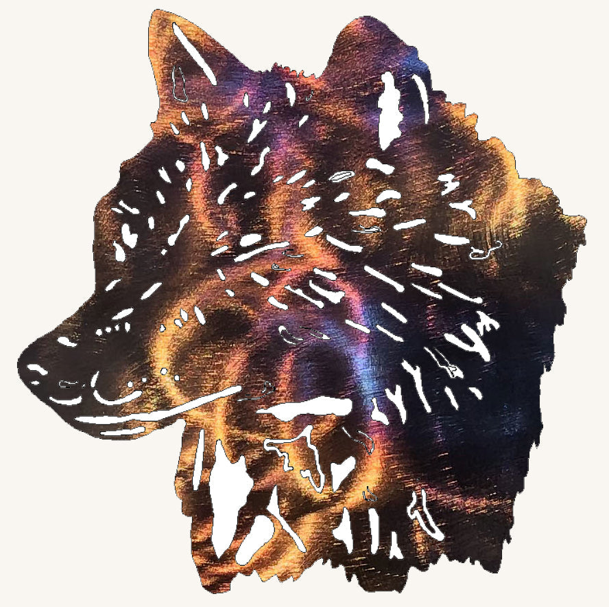 Wolf Head with Detail Metal Art (#136)