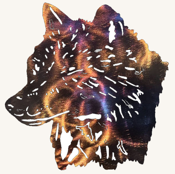 Wolf Head with Detail Metal Art (#136)