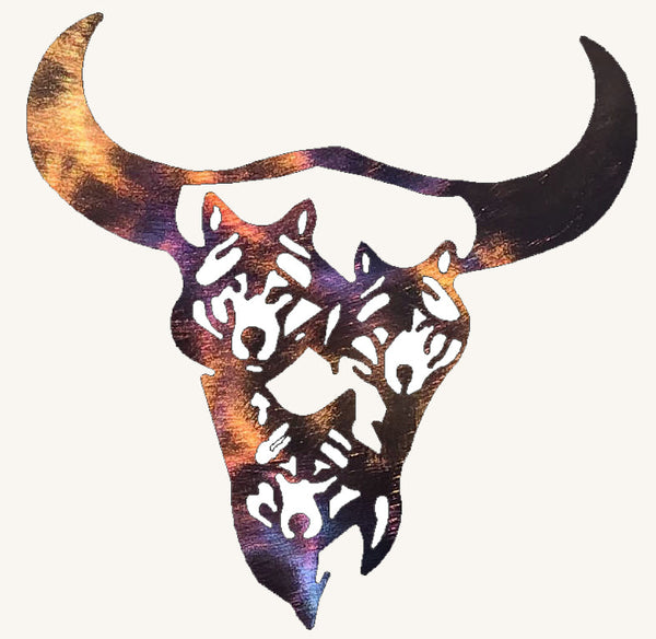 Wolf Heads in Steer Skull (#137)
