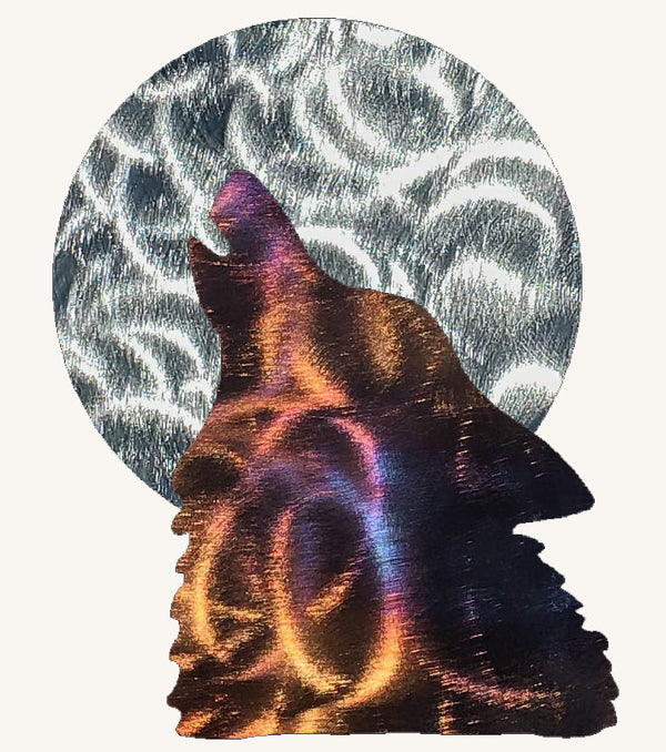 Wolf and Moon Two Layer Metal Art (#146)