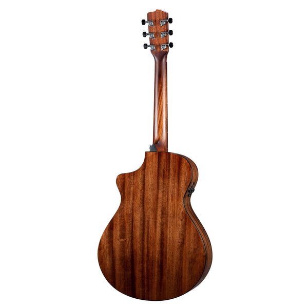 Breedlove Wildwood Pro Wildwood Pro Parlor Concertina Suede CE African Mahogany–African Mahogany — back angle