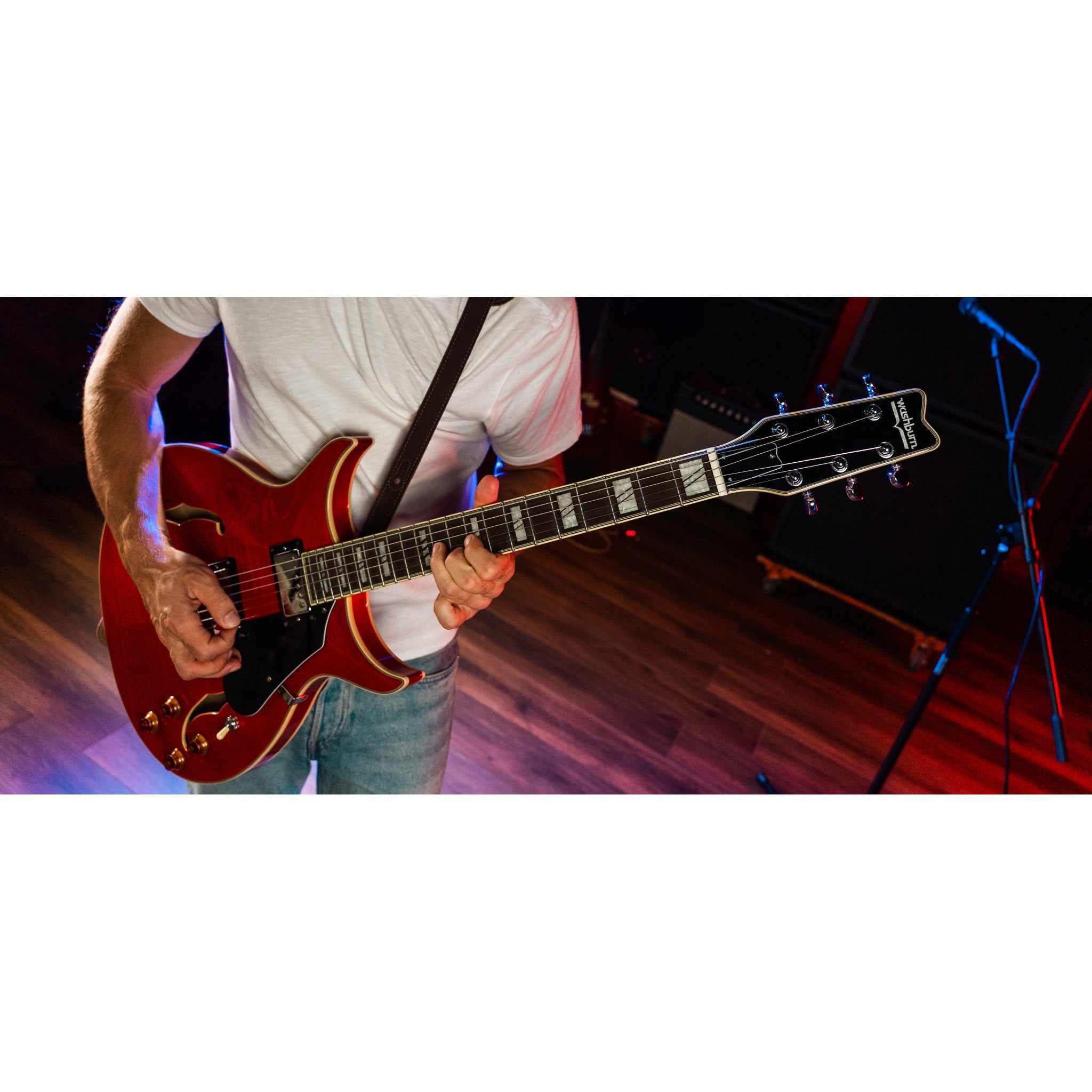 Washburn SH35TR Wing Series Semi Hollow Electric Guitar – Trans Red
