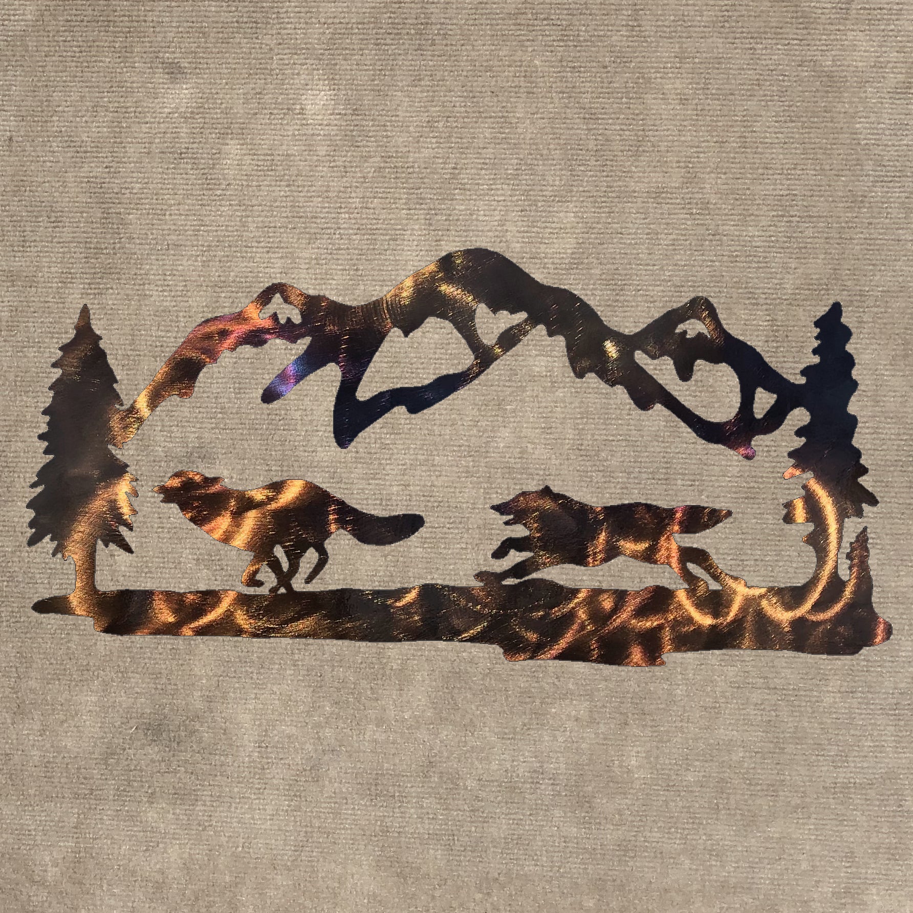 Wolves, Mountains and Trees Metal Art (#140)