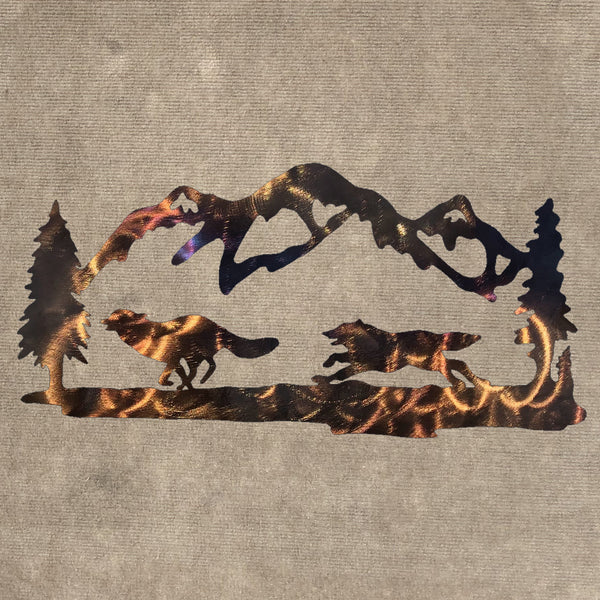 Wolves, Mountains and Trees Metal Art (#140)