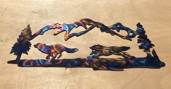 Wolves, Mountains and Trees Metal Art (#140)