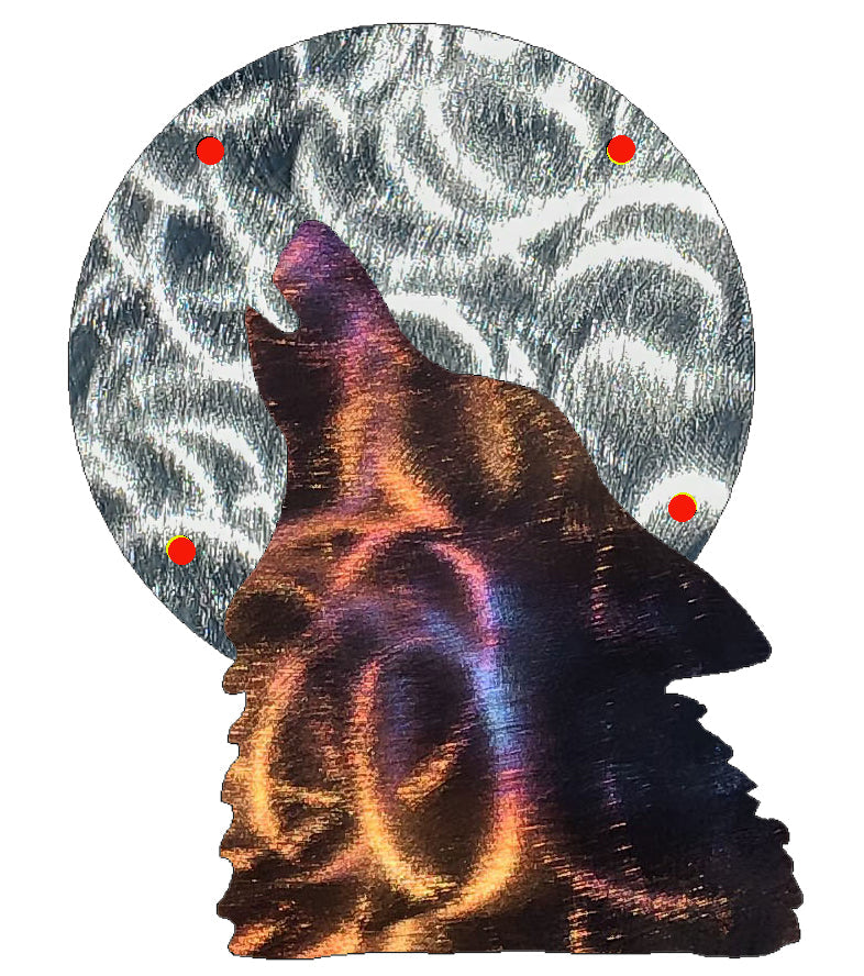 Wolf and Moon Two Layered Metal Art Custom