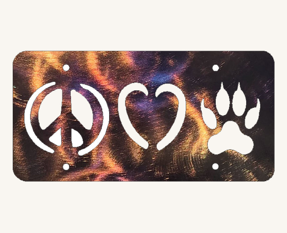 Peace, Love and Wolf Paw Metal Art (#150)