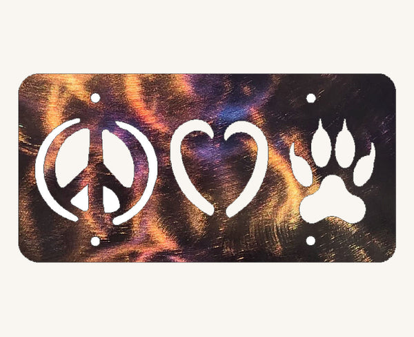 Peace, Love and Wolf Paw Metal Art (#150)