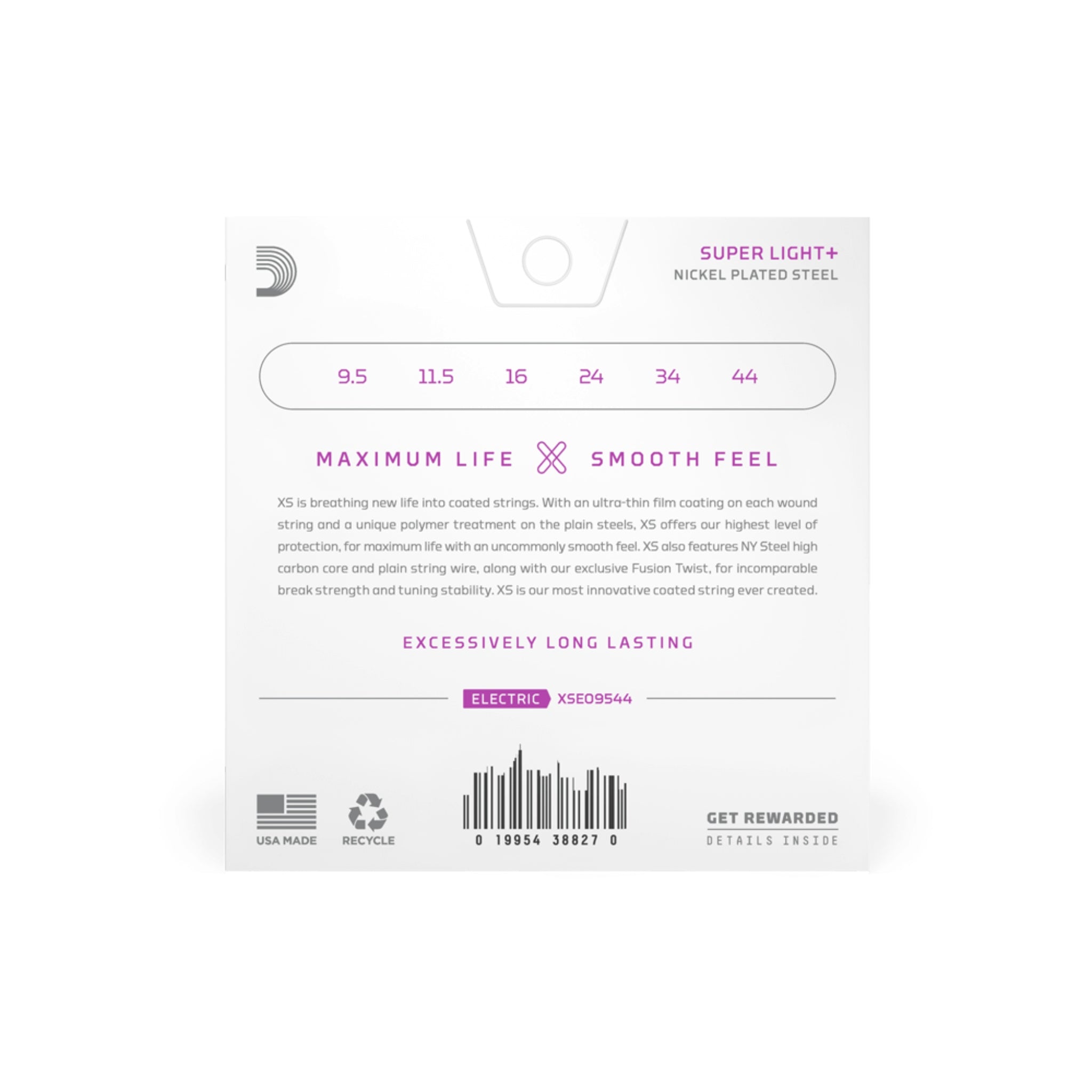 D'Addario XSE09544 Nickel Wound Electric Guitar Strings Super Light Plus (9.5-44)